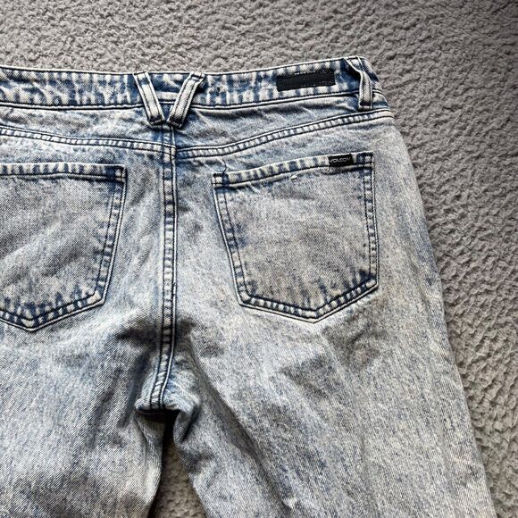 Volcom Jeans Womens Size 27 Blue Acid Wash Straight Leg Ankle Zip - Picture 9 of 12